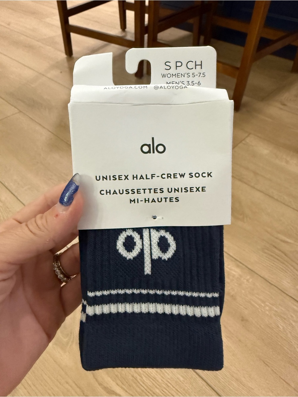 ALO Yoga Navy Unisex Half-Crew Socks